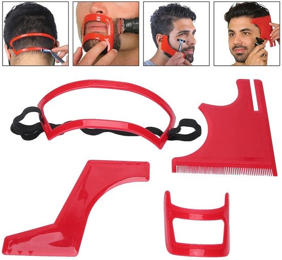 Kit di stile per la barba - Strumento per la modellazione della barba - Accessorio per la cura della barba - Guida per la rasatura del collo - Kit di cura per la barba