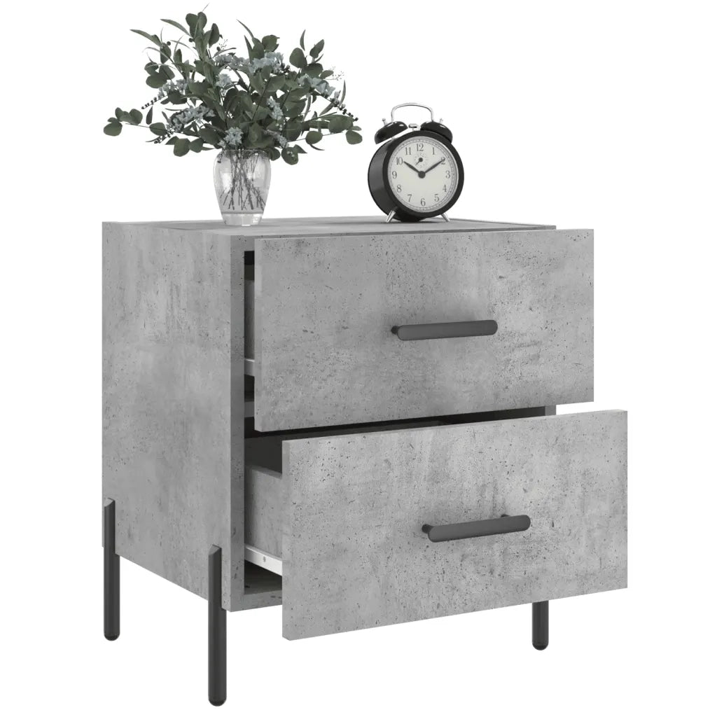 Comodino Grigio Cemento 40x35x47,5 cm in Legno Multistrato 827332