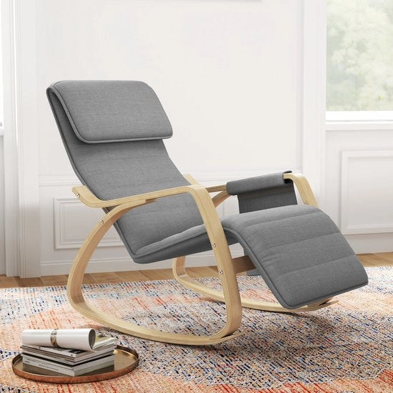 Sedia oscillante - Supporto regolabile per i piedi - Lato laterale - Supporto per la testa - Grigio