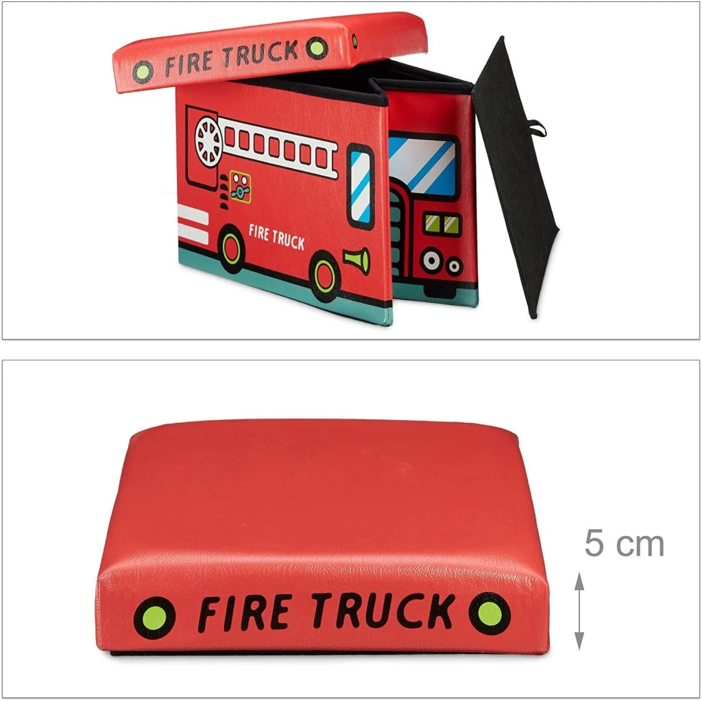 Baule portagiochi sintetico scatola con coperchio pouf pieghevole per bambini rosso 13_0000781_3