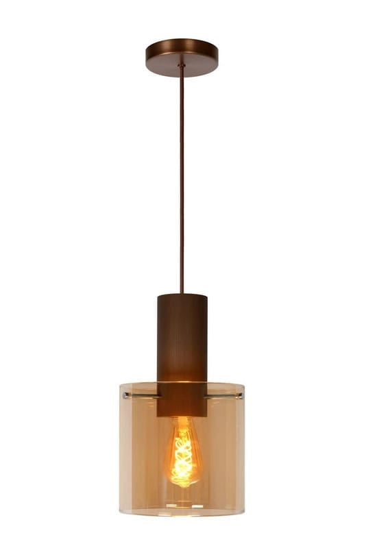 Lucide Toledo lampada a sospensione vetro bronzo E27 Ø20