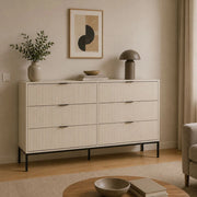 Lalifa, Cassettiera 6 Cassetti, 150x40x92h cm Beige Cashmere