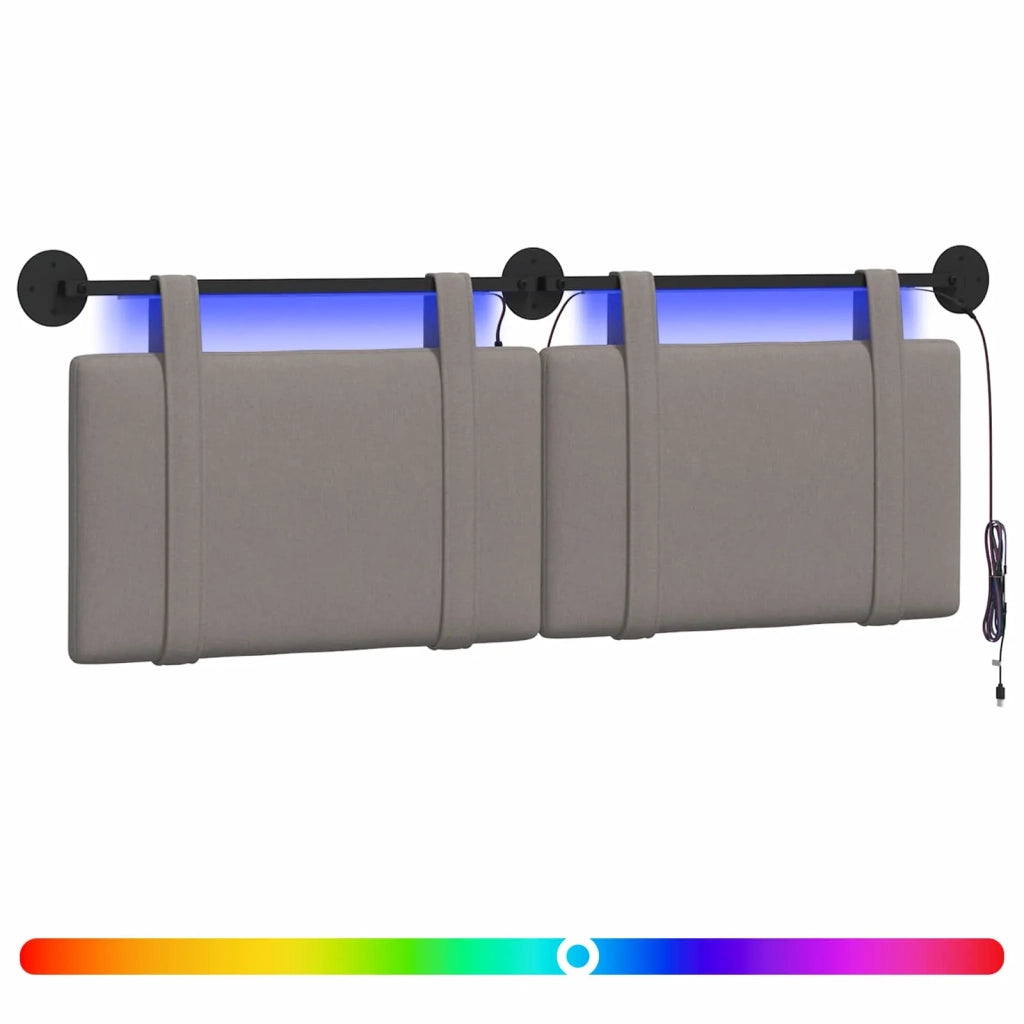 Testiera | Testata sospesa Con luce LED Tortora Tessuto