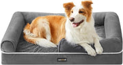Letto per cani ortopedico con bordi elevati e coperta rimovibile - 91 x 71 x 25 cm - Grigio chiaro - Sottosella anti-slip