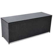 Contenitore/box da giardino 150 x 50 x 60 cm resina intrecciata nera 02_0013114