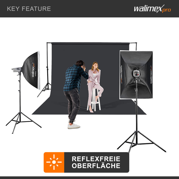 Sfondo fotografico in cartoncino nero 1,35 x 10 m, Backdrop foto antiriflesso e resistente, per studi fotografici