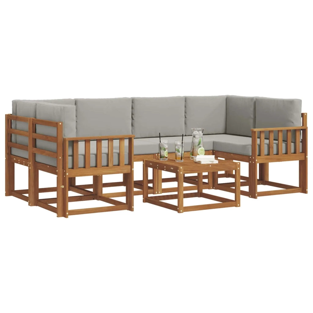 Set di divani da esterno 7 pcs Grigio Naturale e Chiaro 3366074