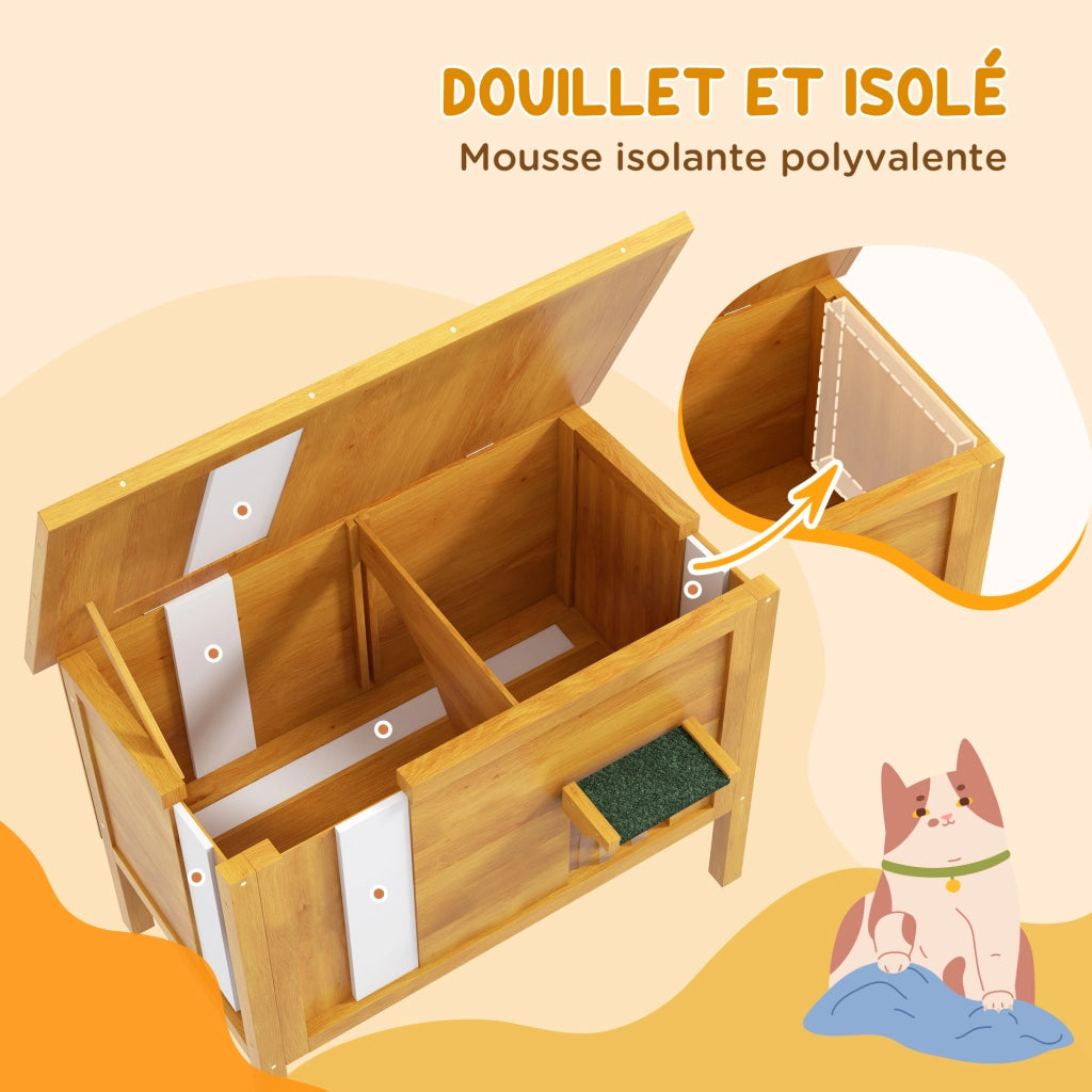 Casetta per Gatti da Esterno in Legno ¨C zephmum ¨C 85x50x68.5 cm Verde Naturale