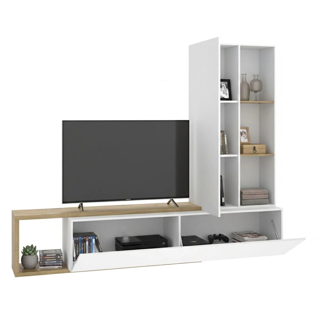 Mobile Soggiorno Vicksburg, Parete Attrezzata Modulabile, Bianco