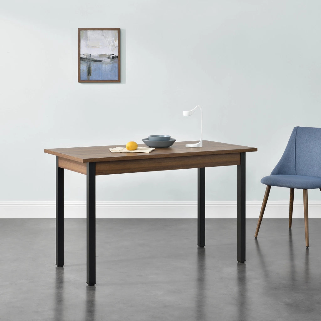 Tavolo da Pranzo Den Haag 120 x 60 cm Effetto Noce / Nero [en.casa]