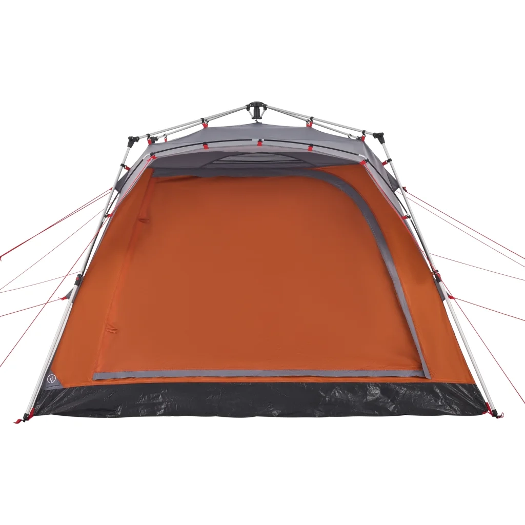 Tenda Campeggio Cabina 4 Pers.-Tenda per Escursionismo Grigio Arancione Rilascio Rapido 237025