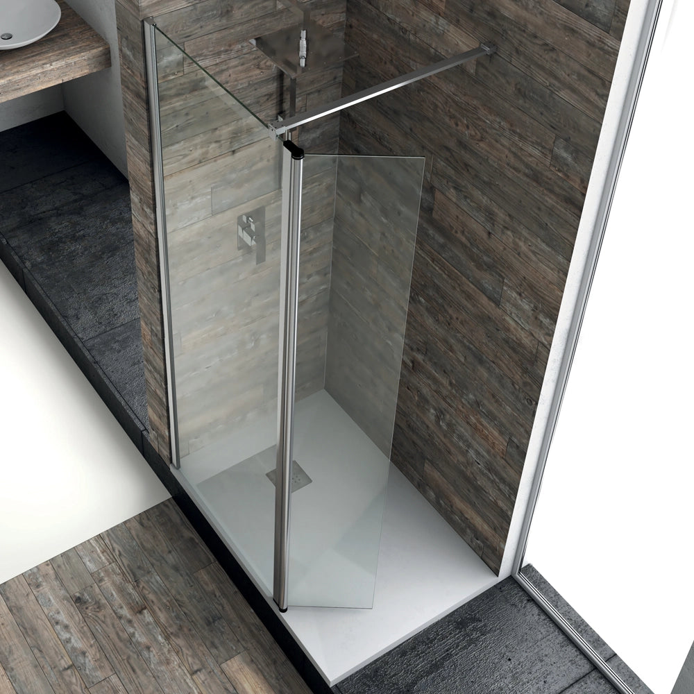 Ogomondo walk-in doccia con anta basculante e staffa cristallo 8 mm *** misure 147-149xh200 cm, confezione 1