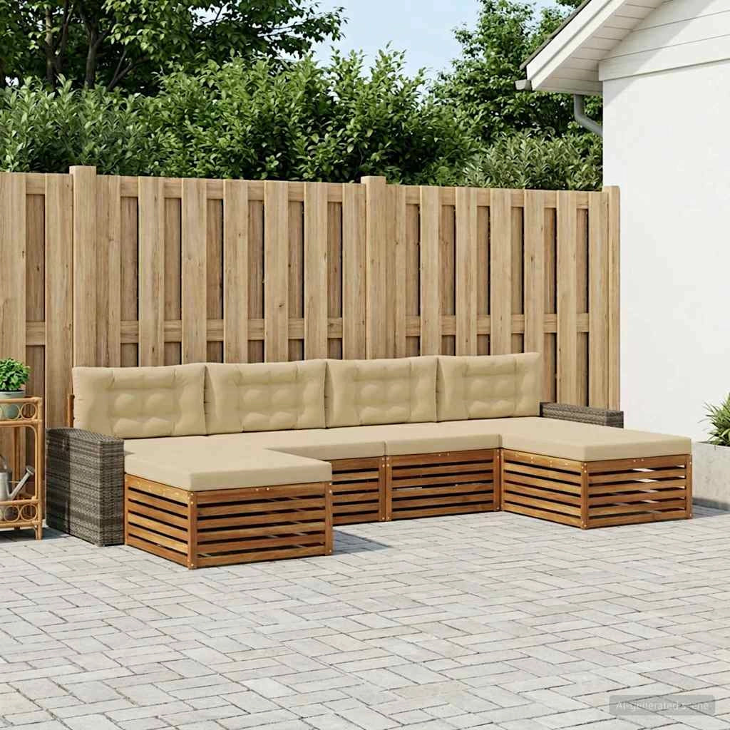 Set di divani da esterno 6 pz Legno di Acacia Massello 3383701