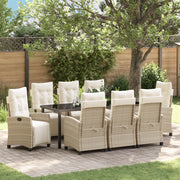 Set da Pranzo da Giardino 9 Pezzi Beige in Rattan Polimerico