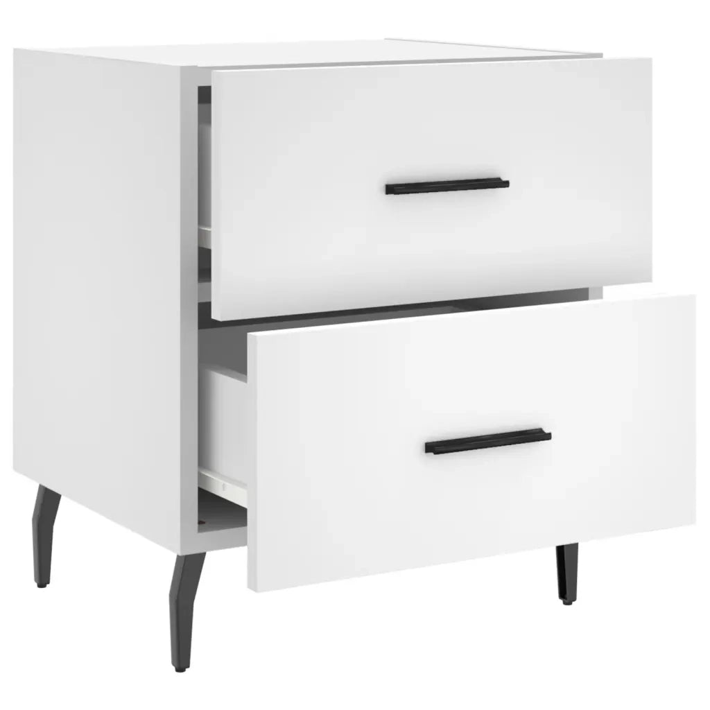 Set di 2 Comodini | Armadio da Notte | Mobiletto da notte Bianchi 40x35x47,5 cm in Legno Multistrato