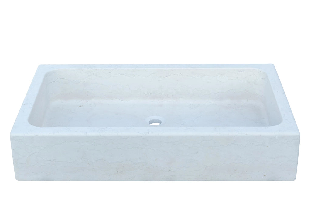 Biscottini Acquaio in marmo bianco L100xPR60xH20 cm Vasca realizzata completamente
