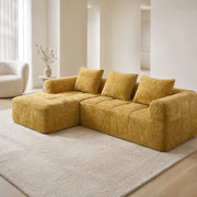 DIVANO Angolare 250x158x60 cm in Chenille Giallo con 3 cuscini