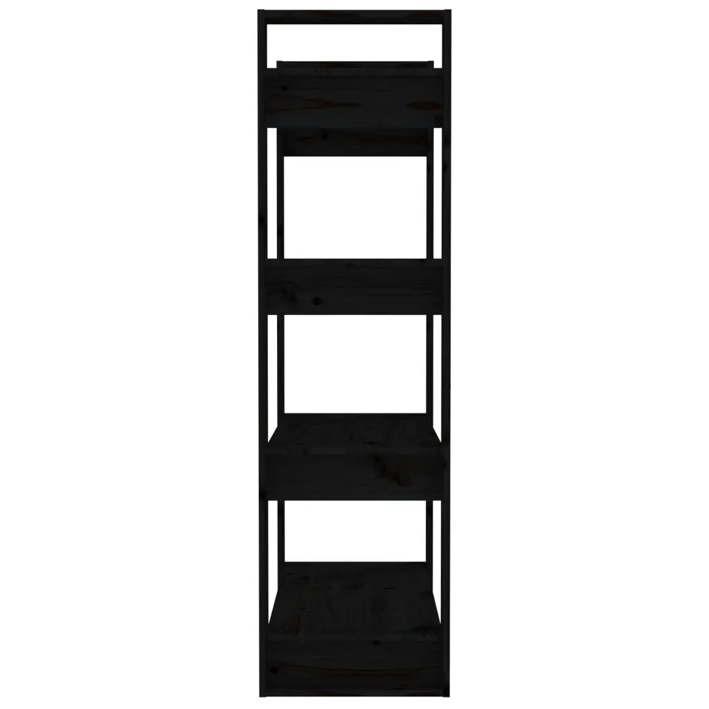 Libreria/Divisorio Nero 80x35x125 cm in Legno Massello di Pino 813908