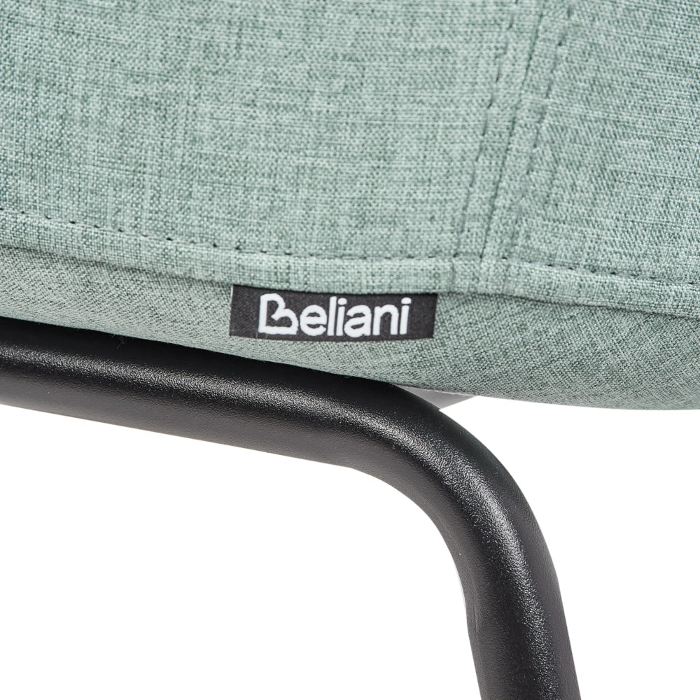 Set di 2 sedie da pranzo con rivestimento in poliestere verde menta e gambe in metallo nere stile moderno