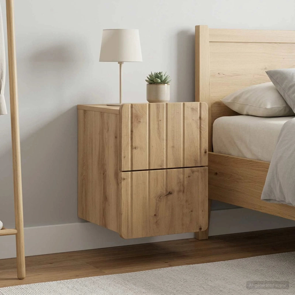 Mobiletto da notte a muro con cassetto 2 pcs Rovere Artigianale 898314