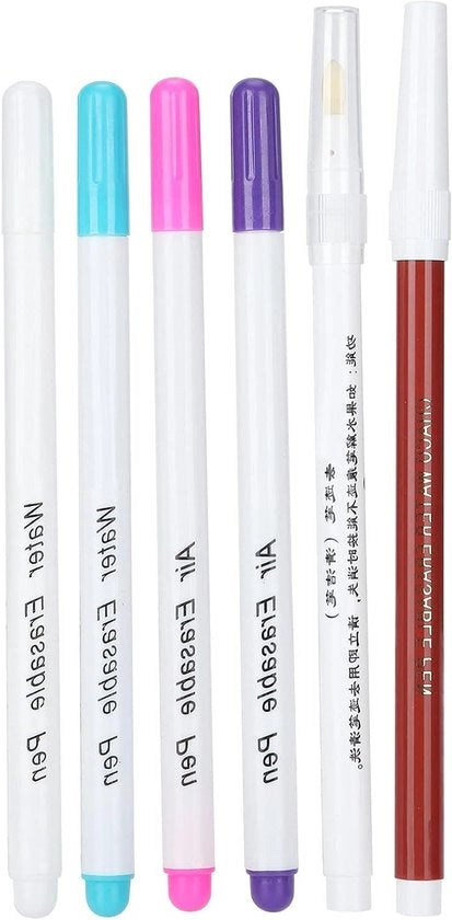Set di 6 Pennelli di Inchiostro Sviluppabile con Inchiostro che si Svuota e Pennelli di Penna Sviluppabili con Inchiostro che non si Spegge - Set di Pennelli per Segnalazione e Marcatura Temporanea per Accessori per la Sartoria e la Confezione.