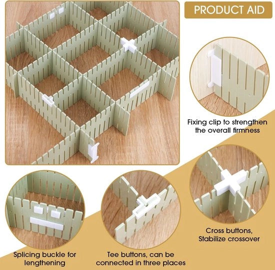 Distributore di Cavi Flessibile Distributore di cavi flessibile da 16 pezzi organizzatore di cavi per armadio, magliette, calze, organizzatore da lavoro (verde)