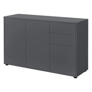 Elegante cassettiera pratico mobile contenitore con 2 cassetti e 3 ante truciolato 74 x 117 x 36 cm grigio scuro opaco 03_0005048