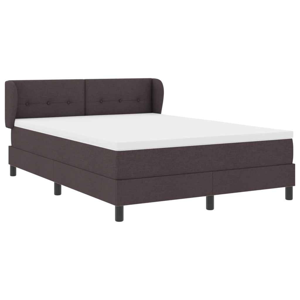 Letto Box con Materasso Marrone Scuro 140x200 cm Tessuto