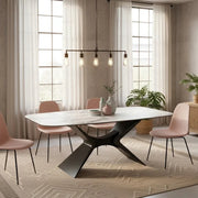 Tavolo da pranzo fisso in ceramica su vetro effetto marmo bianco Halo 220x110 cm fino a 8 posti | Duzzle
