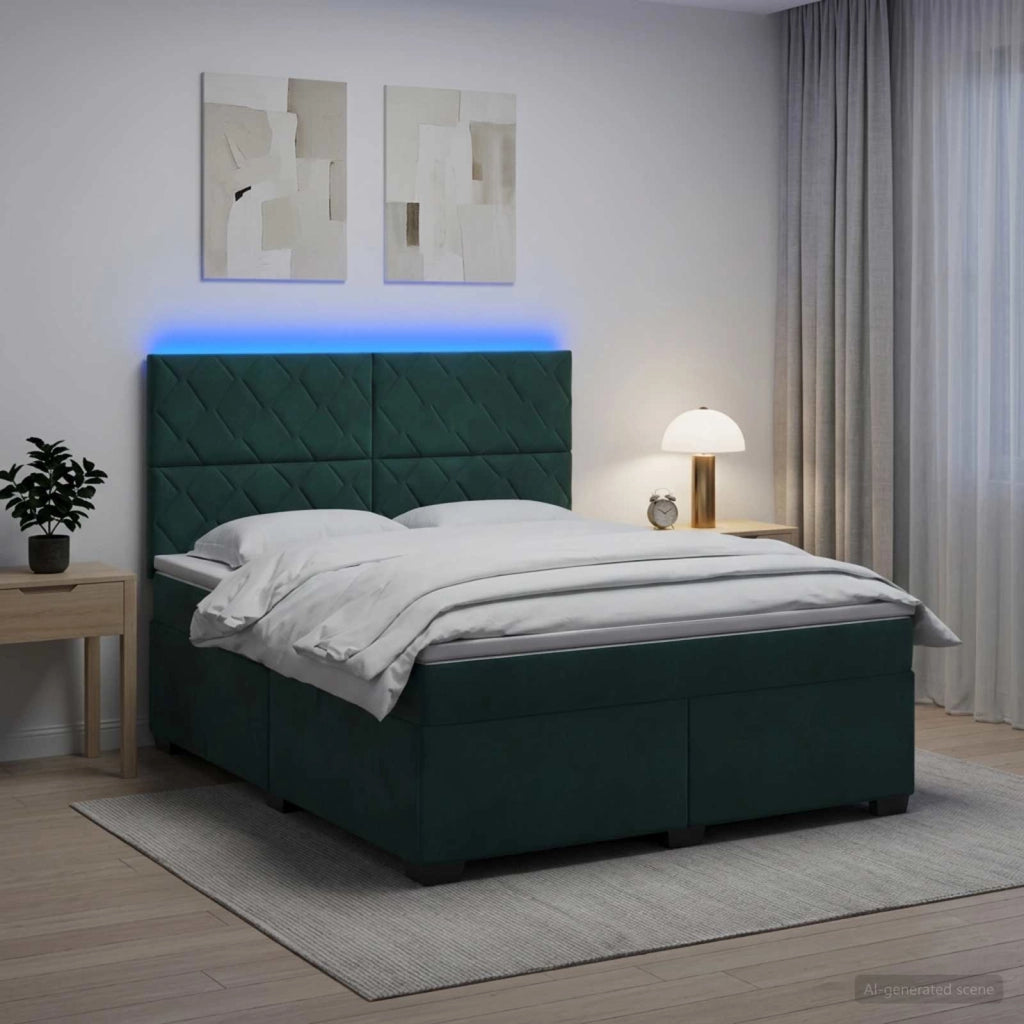Letto box spring con materasso Verde Scuro 160 x 200 cm Velluto 3455147