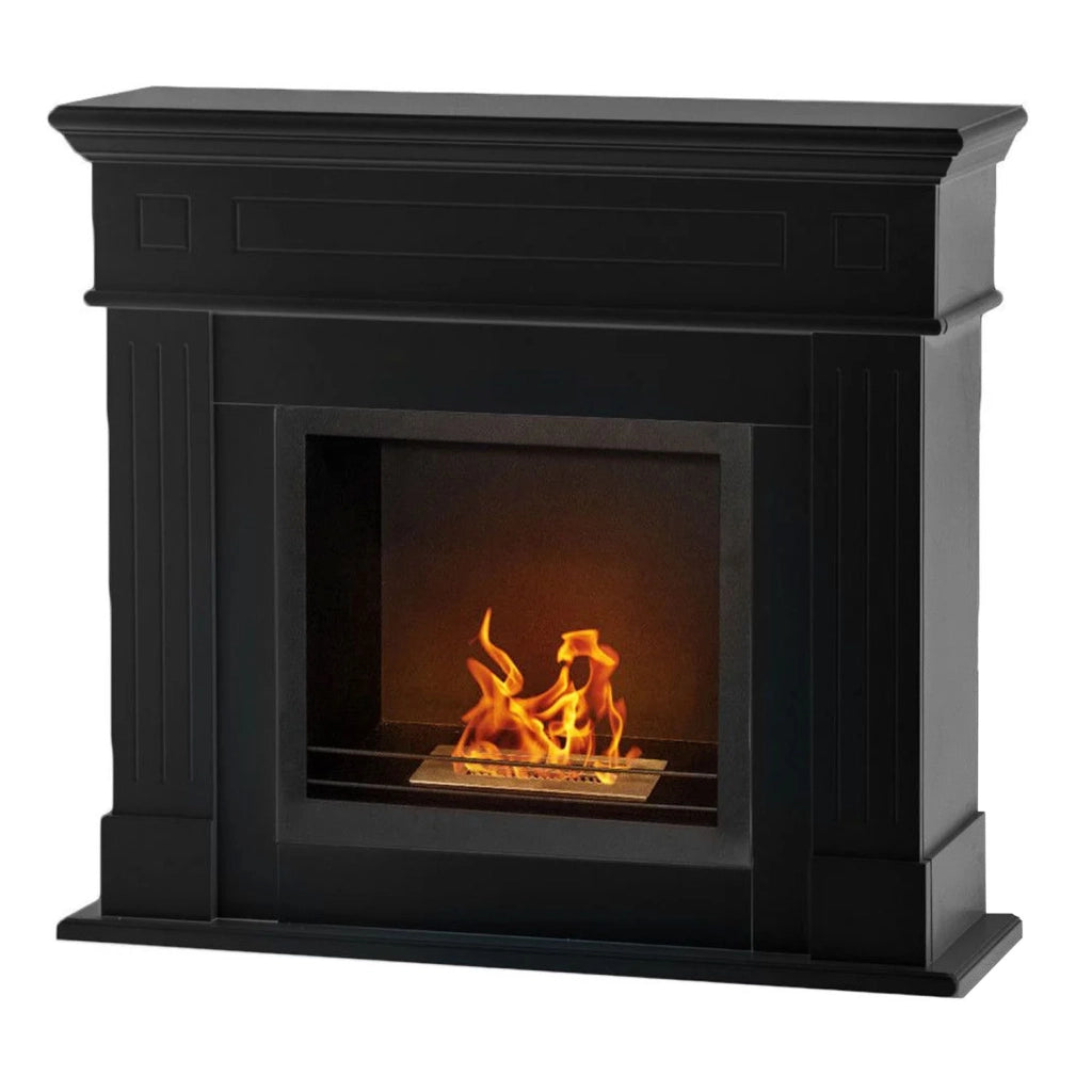 Cambridge - Camino a bioetanolo da terra in legno 110x37xH102 cm, colore nero