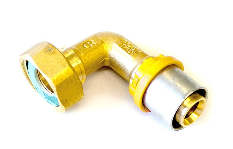 RACCORDO PER MULTISTRATO GAS CURVO CON GIRELLO E GUARNIZIONE PIANA- 16 x 3/4- TIEMM- pezzi 1