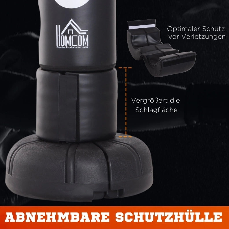 Sacco da boxe autoportante con base in plastica, 176 cm, nero