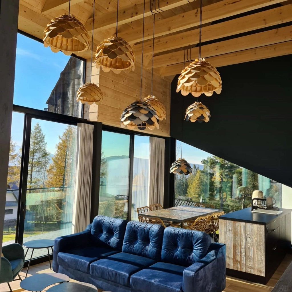 Lampada a sospensione Burgo piccola legno E27 Ø35 Light Prestige