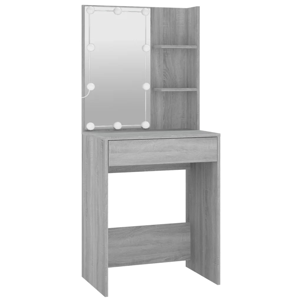 Set Tavolo da Toeletta con LED Grigio Sonoma Legno Multistrato 3114105