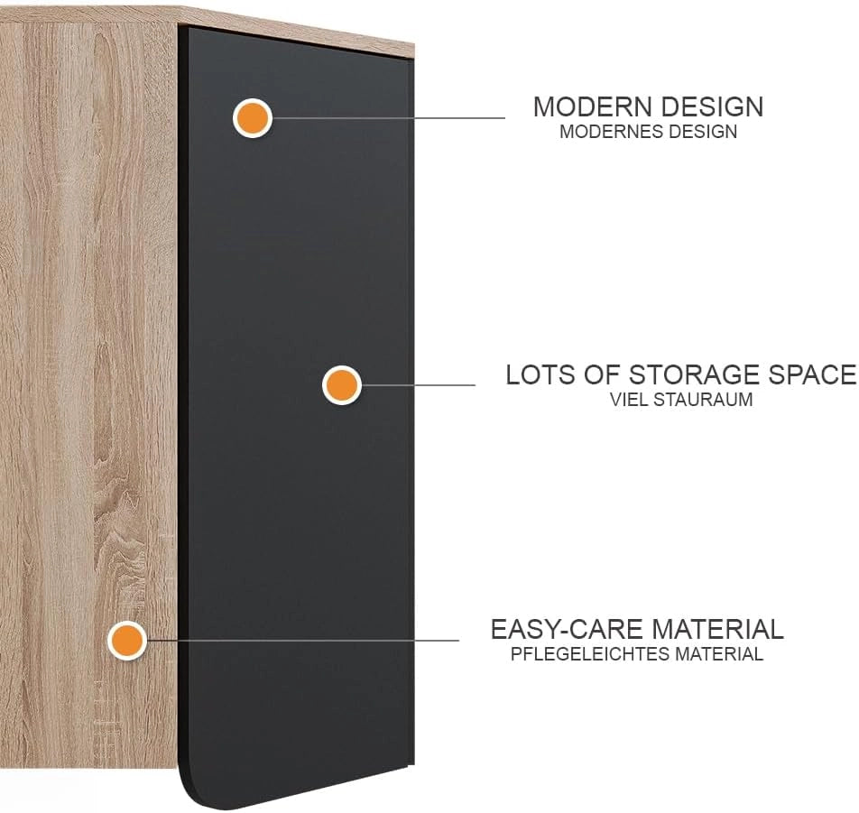 Mobiletto da bagno Karen, Antracite, 50 x 75 cm con porta e vani aperti