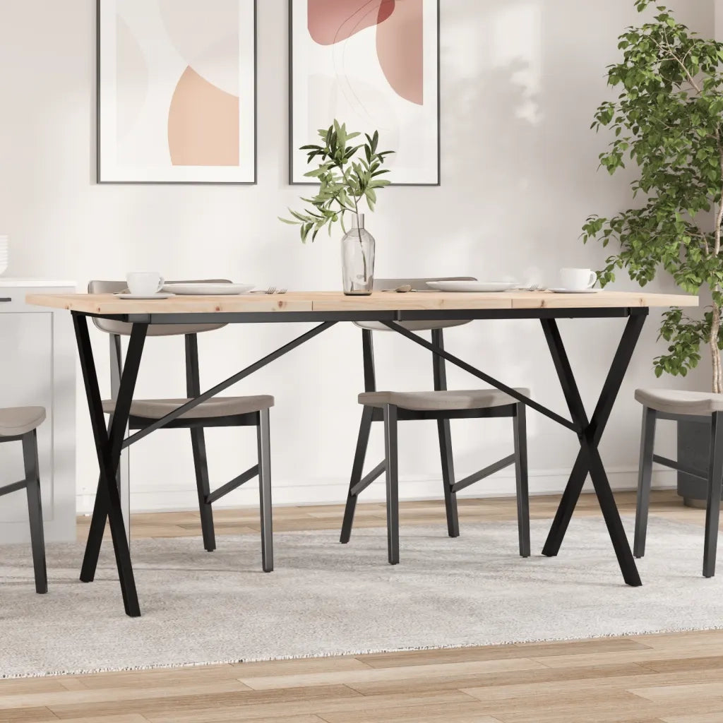 Tavolo da Pranzo | Tavolo da cucina Telaio a X 160x80x75,5 cm Legno Pino e Acciaio