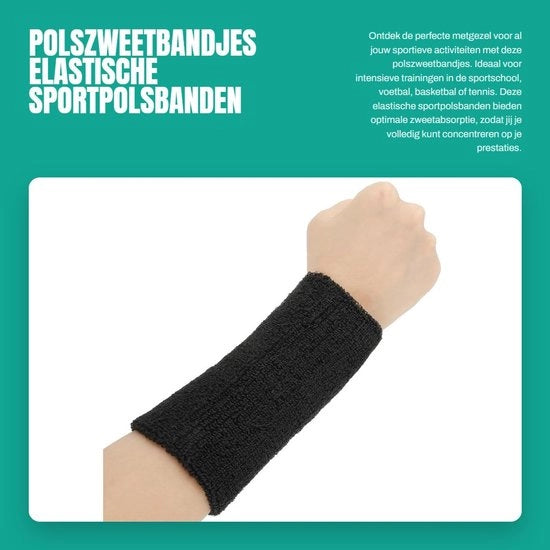 Benda per Sport - 2 Pezzi - Tessuto per Asciugare il Sudore - Cotone Lungo - 15,24 cm - Leggero e Duraturo - Benda per Sudore