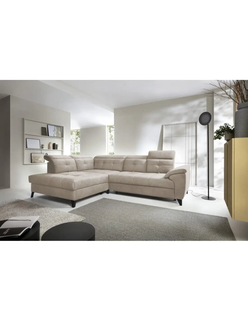 Divano ad angolo Beige 5 posti angolo sinistro 5 posti comfort INFERNO