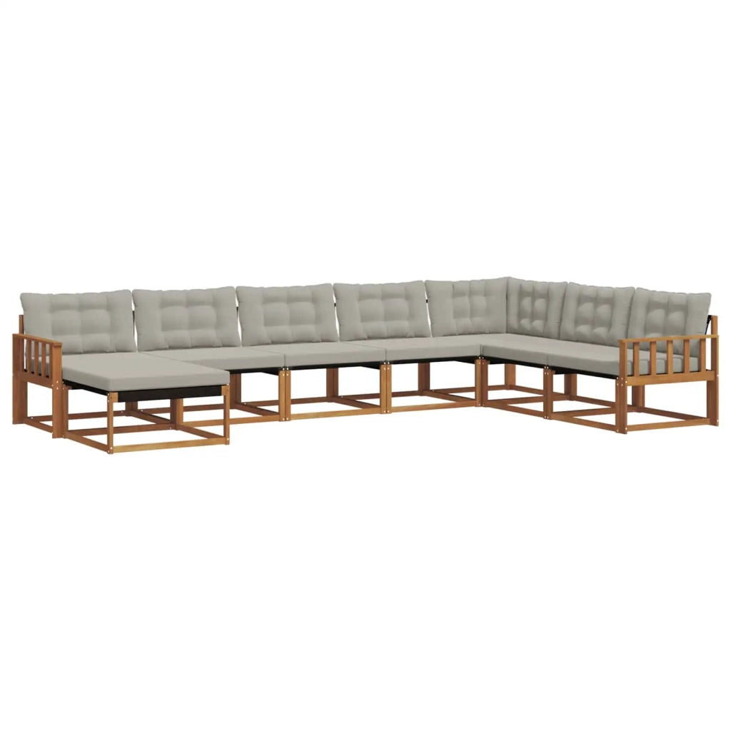 Set di divani da esterno 8 pcs Grigio Naturale e Chiaro
