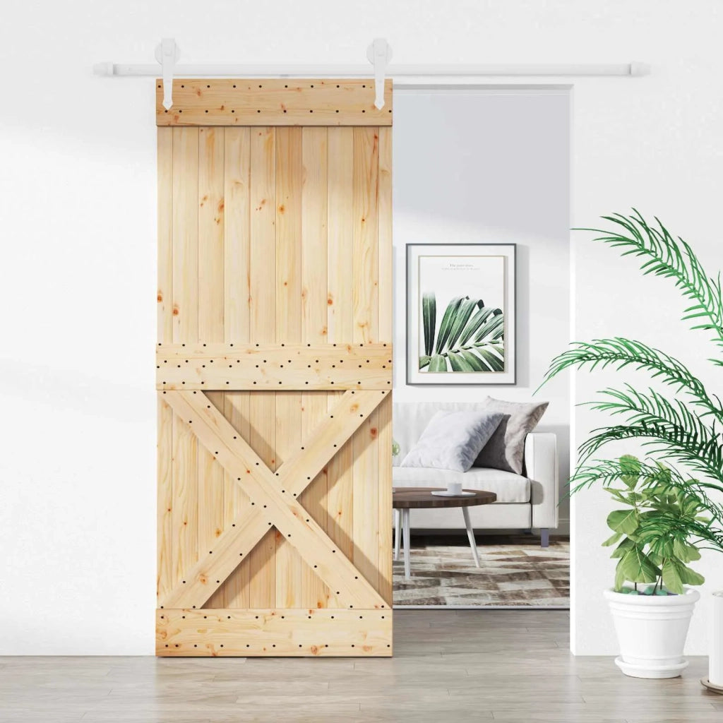 Porta scorrevole Naturale e Bianco 100 x 210 cm