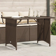 Tavolo Giardino Piano in Vetro Marrone 110x68x70 cm Polyrattan