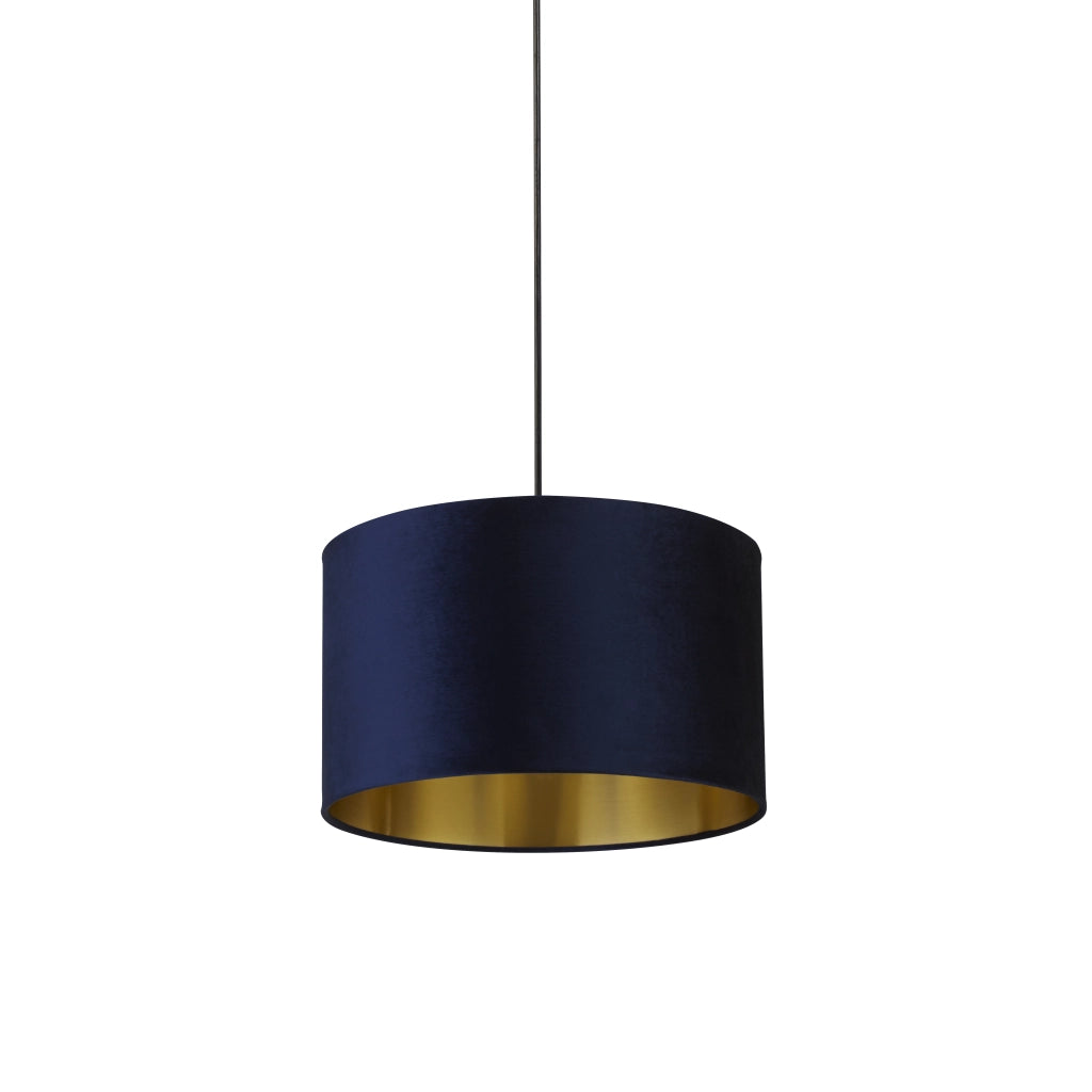 Paralume Contemporaneo Velluto Tessuto Blu Oro