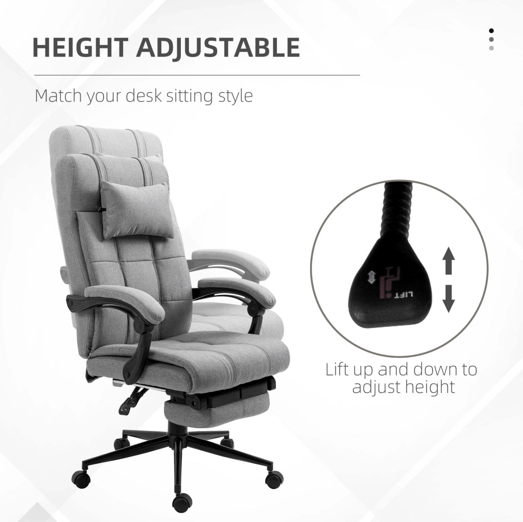 Sedia da ufficio ergonomica girevole in lino grigio chiaro