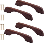 Maniglia da 4 pezzi in legno di betulla per mobile, cassetto, porta - 126 mm di lunghezza totale, colore nocciole.