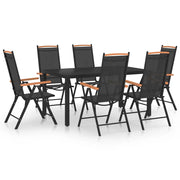 Set Mobili da Pranzo da Giardino 7 pz in Alluminio Nero cod mxl 40876