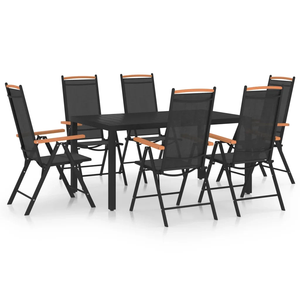 Set Mobili da Pranzo da Giardino 7 pz in Alluminio Nero cod mxl 40876