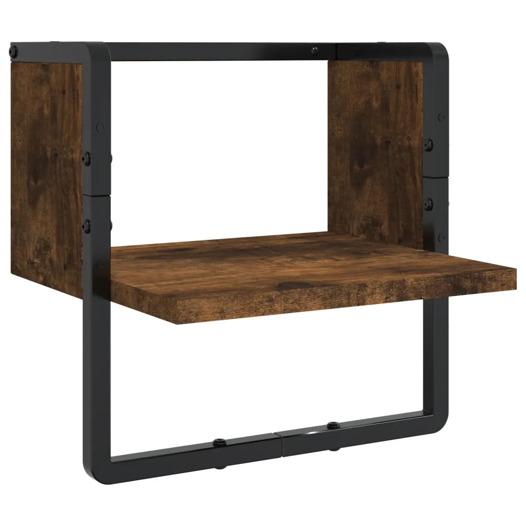 Set Mensole Parete con Aste 4pz Rovere Fumo Legno Multistrato 836310