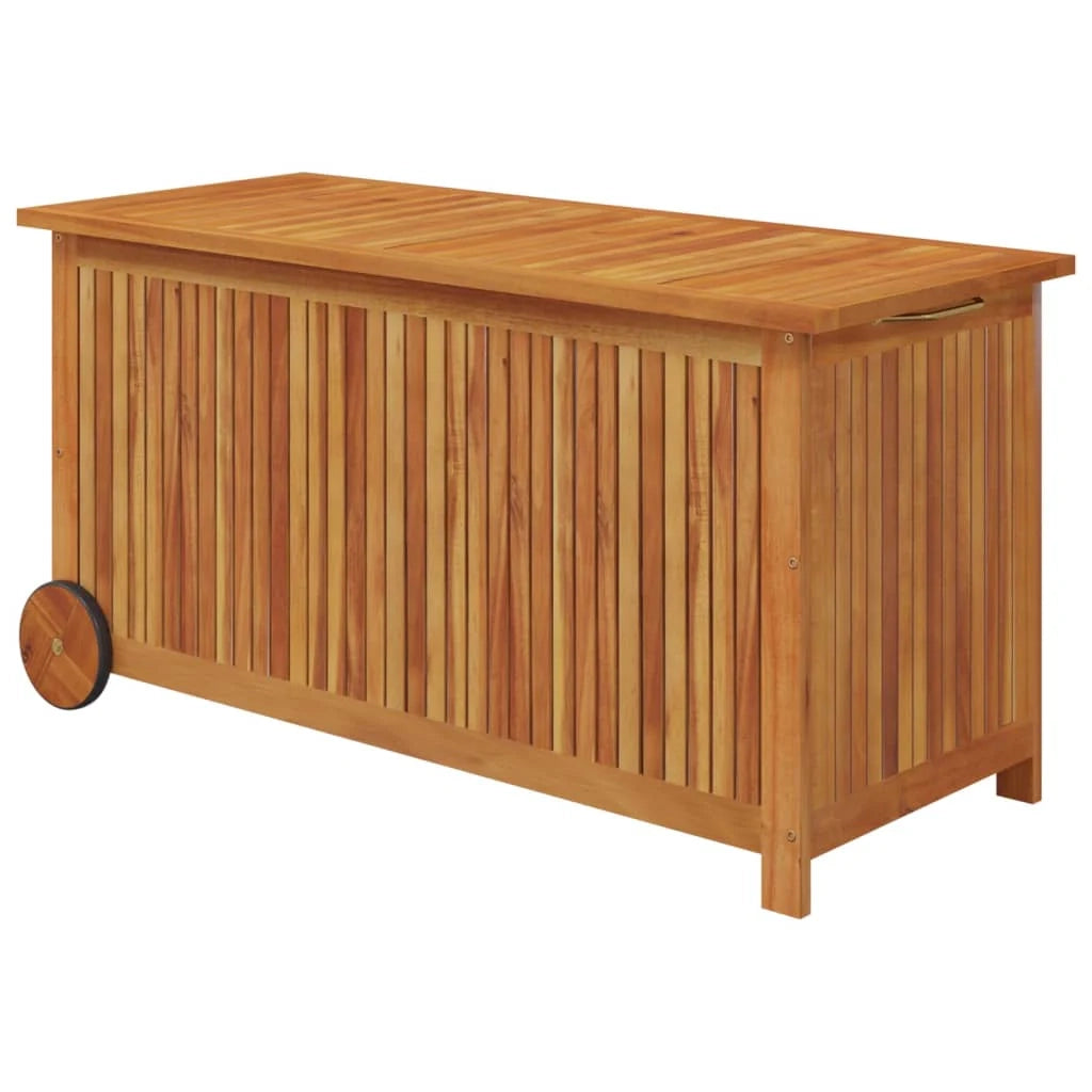 Baule da giardino con ruote 113 x 50 x 58 cm legno di acacia 02_0013064