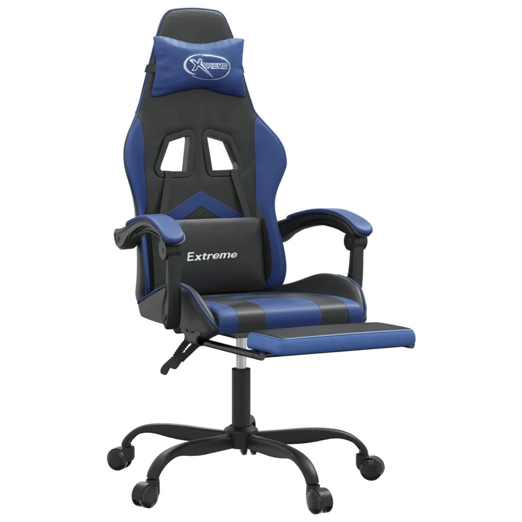 Sedia da Gaming con Poggiapiedi Nero e Blu in Similpelle cod mxl 65951